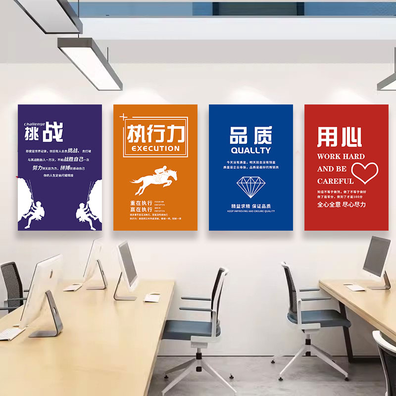 办公室贴画公司企业文化墙装饰画会议室励志标语壁画墙面字画标语