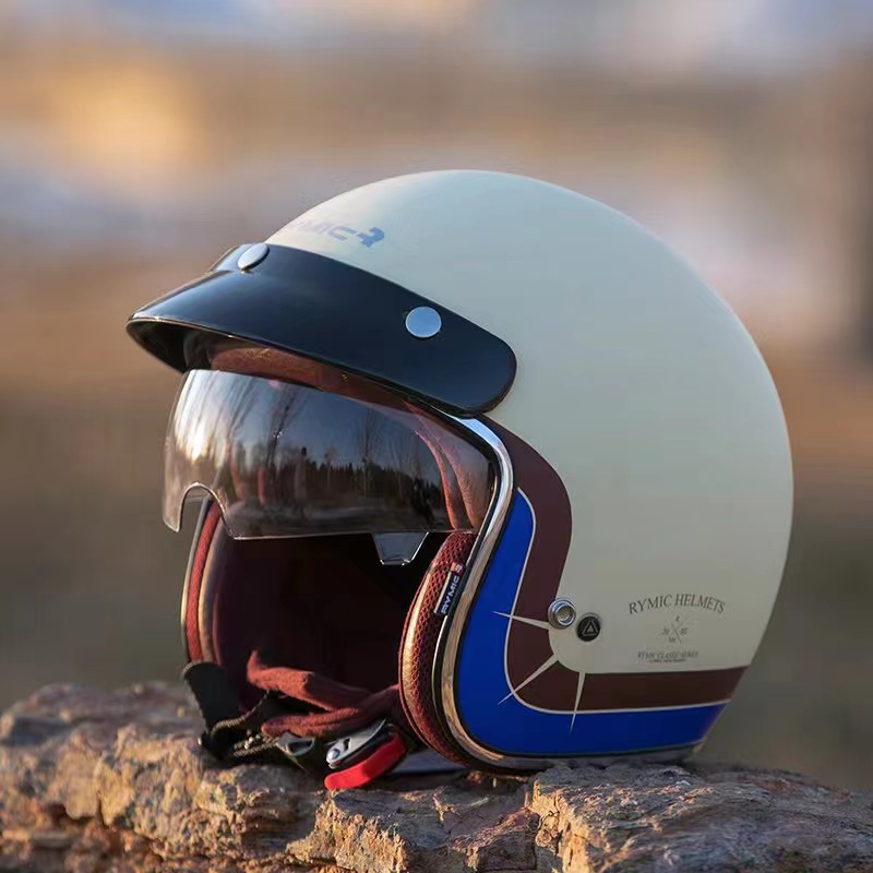 RYMIC睿觅复古机车头盔3C认证男女款夏季哈雷摩托车骑行半盔四季