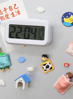 创意个性电子卡通闹钟厨房钟表冰箱贴磁性贴可爱蜡笔小新时钟磁铁