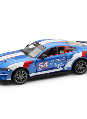 彩珀成真1:34 CCA合金福特野马GT2018赛跑车模型开门回力儿童玩具