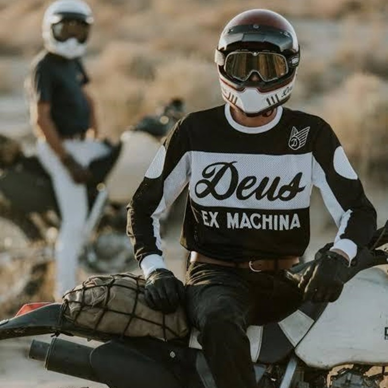 新款复古越野摩托车骑行服装备透气速干长袖T恤黑色赛车机车服男