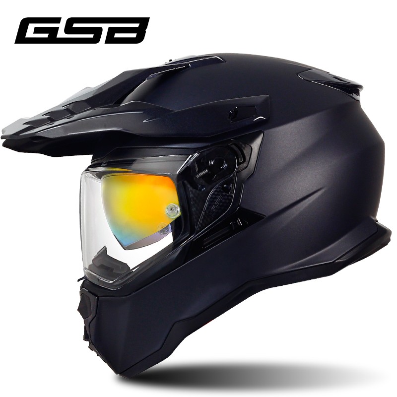 新款gsb摩托车拉力盔越野盔双镜片防雾全盔头盔头灰冬季透气男安