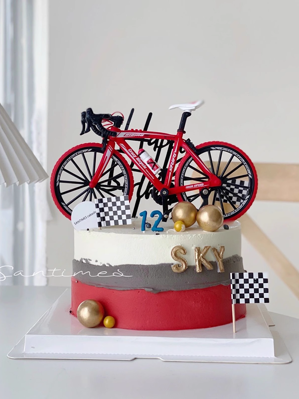 网红男士蛋糕装饰公路自行车模型摆件山地车男生男神生日装扮插件