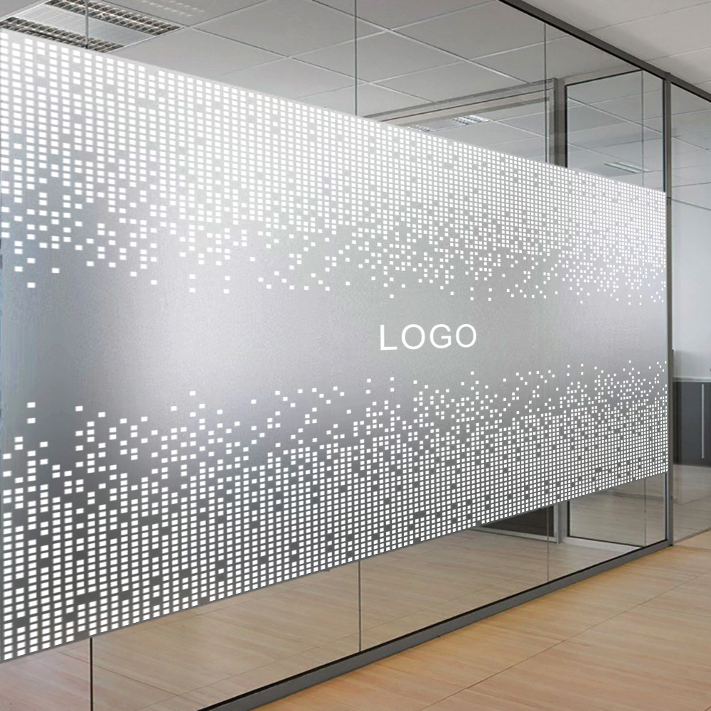 办公室玻璃贴纸高级感磨砂腰线logo定制玻璃膜镂空公司玻璃门贴膜