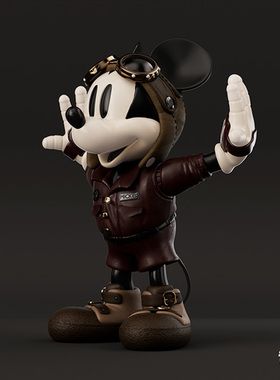 迪士尼正版Morstorm飞行员米奇潮玩大娃公仔桌面摆件玩具生日礼物