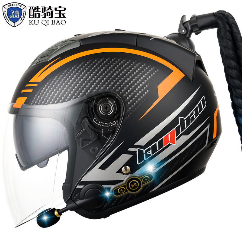 酷骑宝摩托车头盔男女电动车半盔美国DOT和3C双认证蓝牙头盔