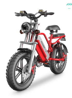 D70电动助力自行车20寸大轮胎山地车复古越野沙滩摩托电瓶车