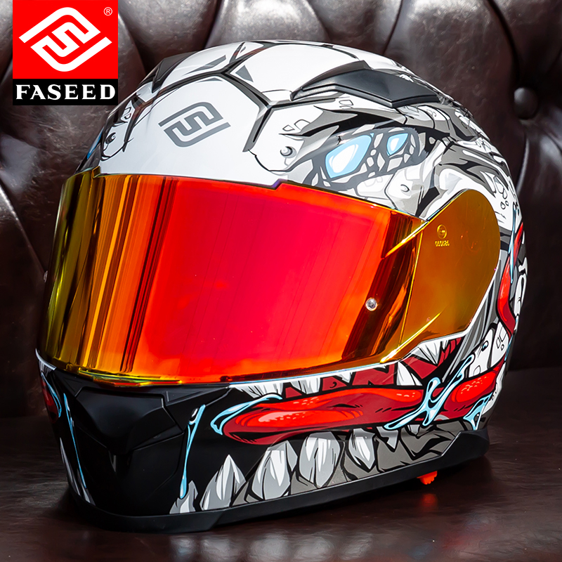 FASEED817摩托车头盔带蓝牙耳机内置一体机车女士赛车安全盔防雾