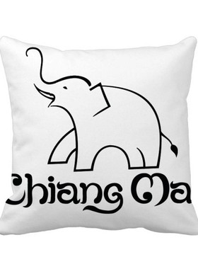 泰国制造简笔画大象盾牌方形抱枕靠枕沙发靠垫双面含芯礼物