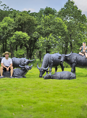 大型户外仿真水牛雕塑摆件室外园林景观农场草坪装饰仿生动物模型