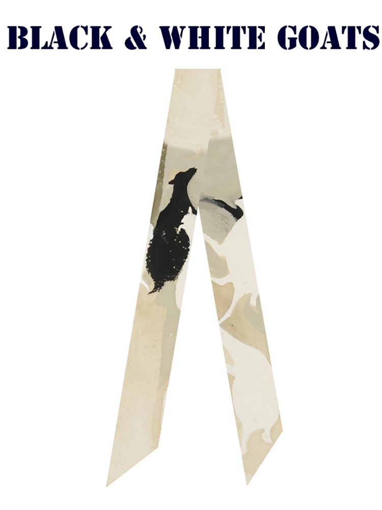 玛丽芬顿系列水彩油画黑白山羊飘带丝带长条窄丝巾发带