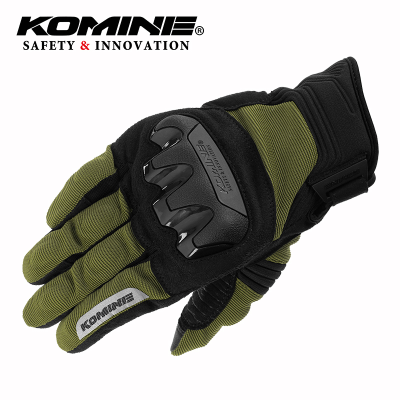 komine 夏季短腕高防护碳纤维减震防摔摩托车骑士骑士手套GK-2203