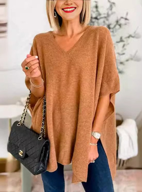 2024 Independent Website Hot Selling Sweater Cloak Hooded V-