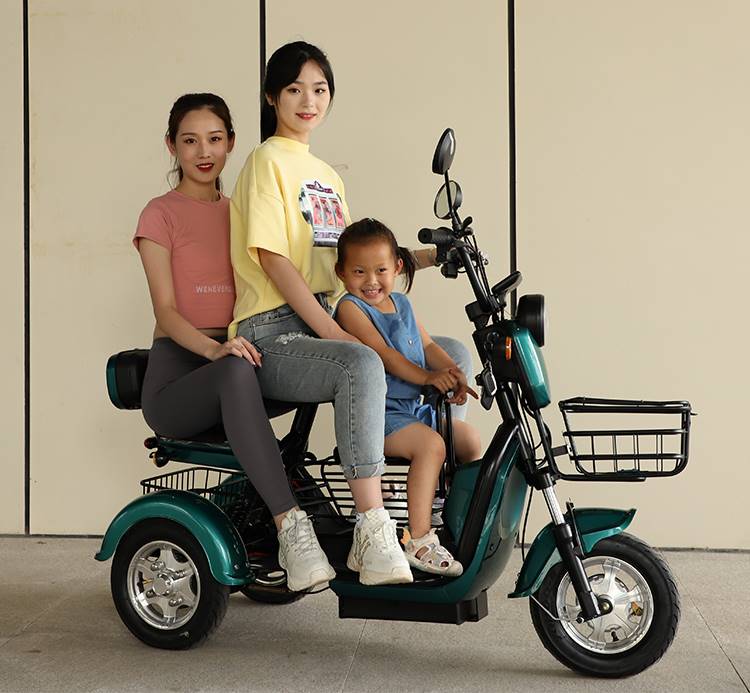 盈路达电动三轮车小型迷你家用代步成人女士双人摩托车亲子爬坡王