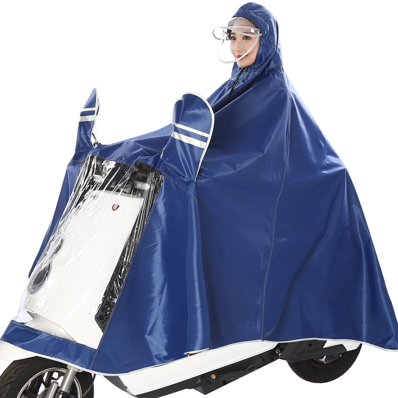 雨航加大加厚防雨电动电瓶摩托车骑行雨衣男女单人成人雨披双帽檐