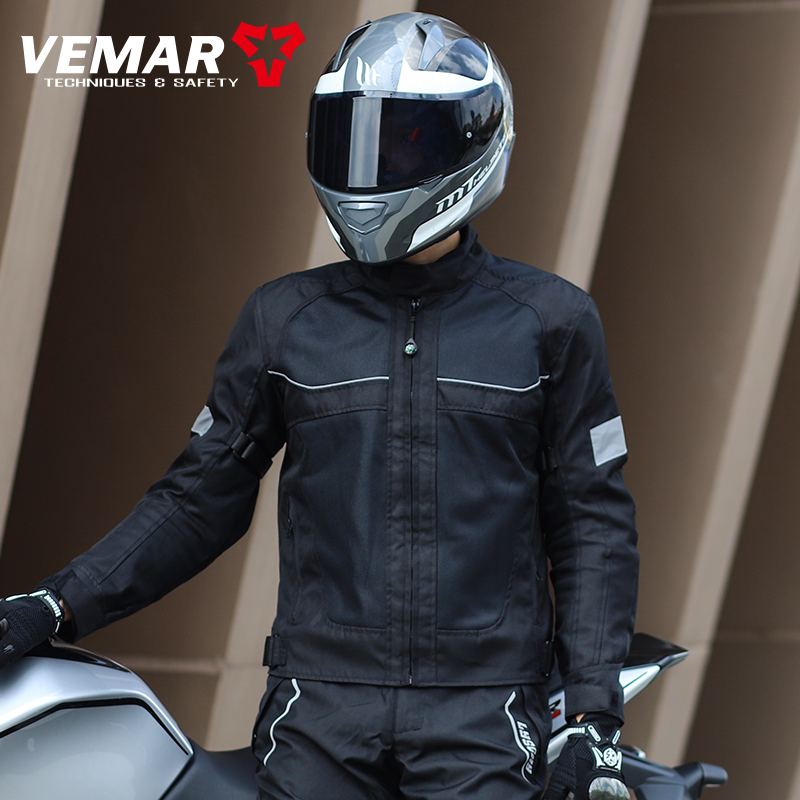 vemar摩托车夏季骑行服网眼透气CE2级护具男款反光防摔夹克机车服