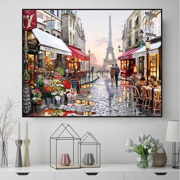 欧式油画风景钻石画巴黎艾菲尔铁塔5d贴钻十字绣客厅卧室餐厅满钻
