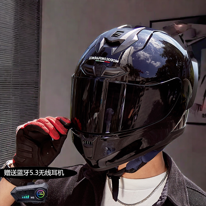 CCC认证摩托车全盔复古头盔摩托车巡航头盔蓝牙男女通用帅气头盔
