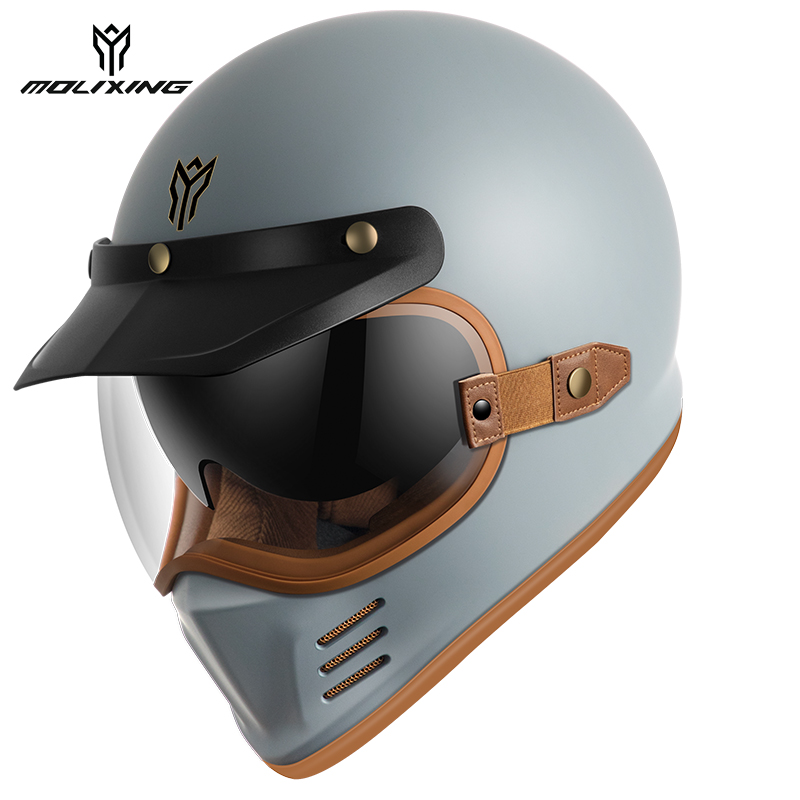 摩力行3c认证摩托车头盔男女蓝牙机车全盔覆式四季通用复古安全盔