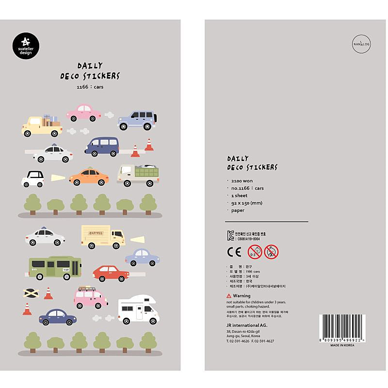 韩国sonia贴纸 cars 小汽车警车房车巴士货车手帐素材diy装饰贴画
