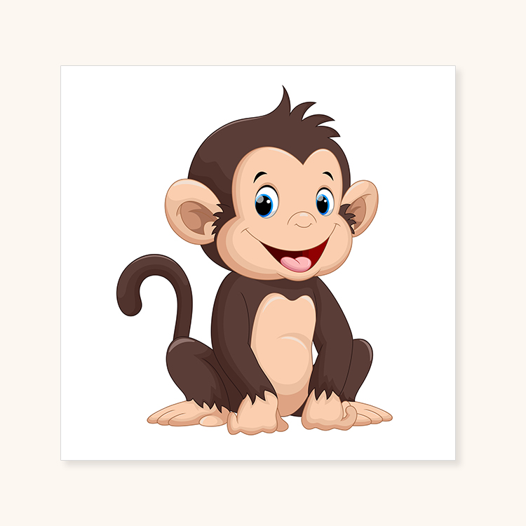 猴子挂画金猴自粘画方形贴画动物挂图可爱小猴子贴墙画有框画定制