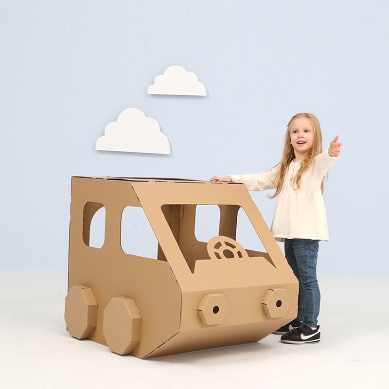 高铁地铁火车纸箱儿童手工制作材料包益智玩具幼儿园交通区域区角