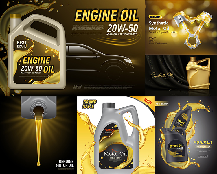 机油海报AI矢量素材 发动机润滑油Engine oil宣传广告 设计素材