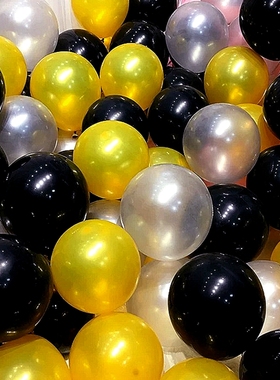 金银黑色5寸10寸圆形珠光气球生日派对婚礼现场造型装饰会场布置