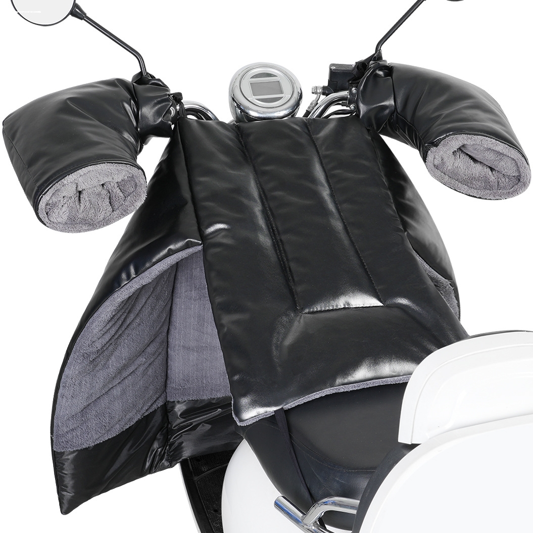电动摩托车挡风被冬季分体加绒加厚加大PU皮防水电瓶车护腿挡风罩