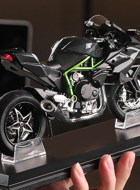 川崎h2r摩托车模型玩具杜卡迪车模雅马哈R1仿真机车灯光音效男孩