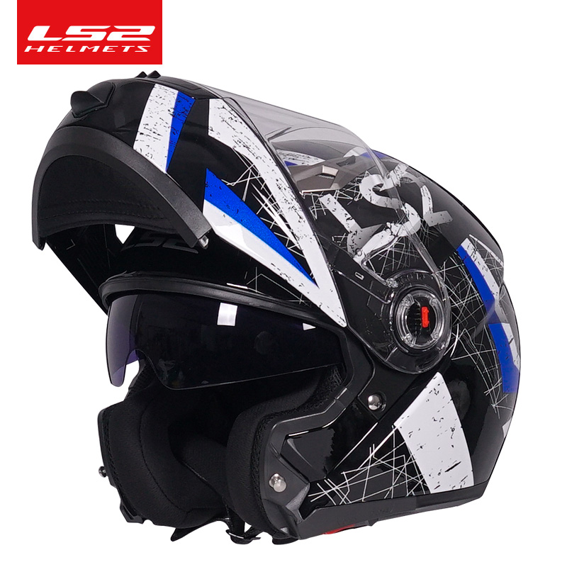 新款ls2摩托车双镜片揭面盔男女士摩旅赛机车四季防雾头盔冬季FF3