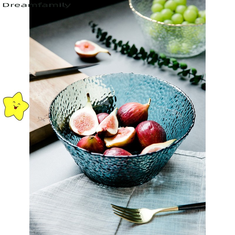 创意日式大号透明金边沙拉碗家用玻璃碗公单个水果碗Y蔬菜碗大汤
