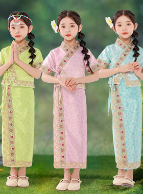 六一儿童傣族服装女童夏季云南传统演出服西双版纳旅游拍照服饰