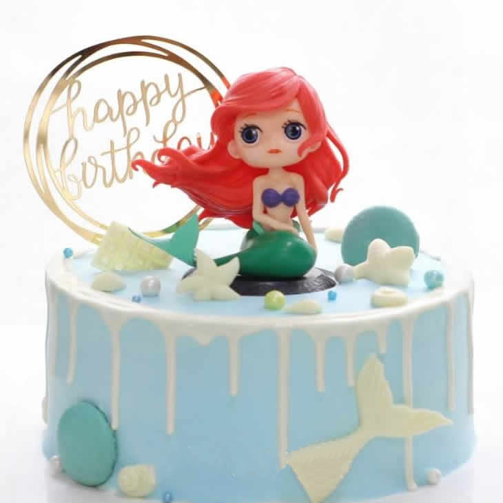 生日蛋糕装饰摆件 海洋鱼尾美人鱼烘焙派对甜品配件摆件插牌模具