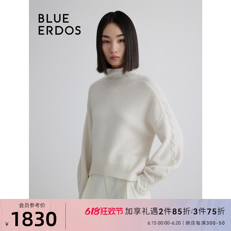 【100%山羊绒】BLUE ERDOS秋冬宽松高领女针织衫B236A0014
