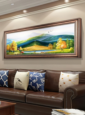 美式客厅装饰画卧室挂画背景墙壁画单幅横款招财风水墙画大气欧式