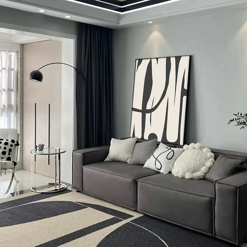 客厅装饰画挂画现代简约沙发背景墙落地画黑白抽象高级感玄关壁画