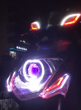 三代目劲战林海极光四代目摩托车大灯总成改装LED透镜天使恶魔眼