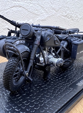 1:24宝马R75重型军事摩托车合金模型摆件 二战挎斗摩托车场景摆设