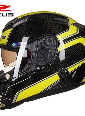 正品ZEUS瑞狮摩托车碳纤维头盔男女夏季全盔双镜片机车赛车头盔四