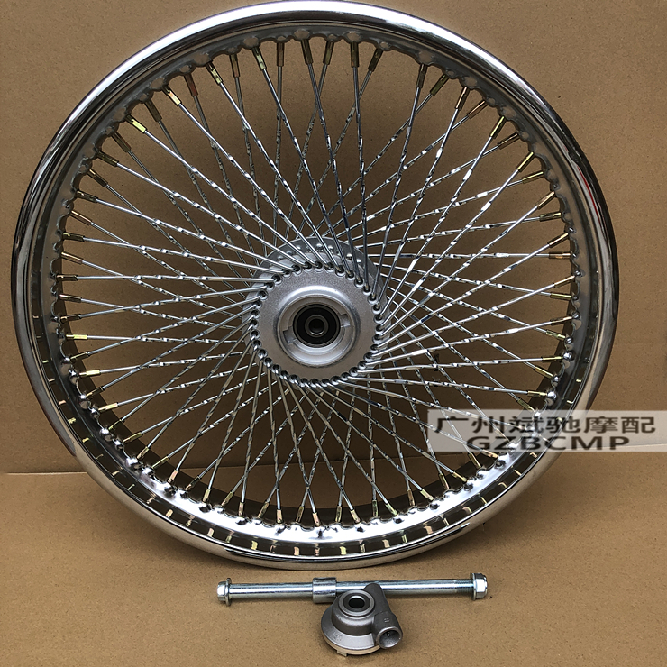 摩托车轮毂适用CG125复古改装加宽碟刹轮圈加密钢丝前后轮毂套件