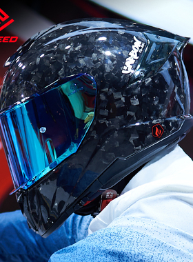意大利FASEED碳纤维头盔摩托车男女双镜片机车四季大码全盔4XL
