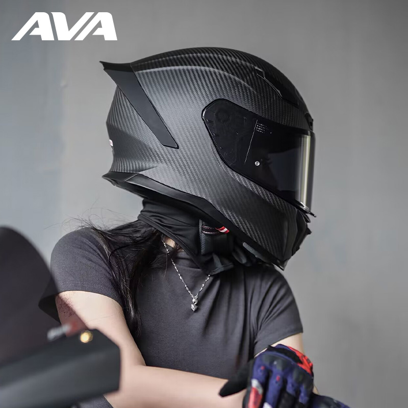 AVA闪电头盔摩托车头盔男女夏季碳纤维头盔机车盔防赛全盔大尾翼
