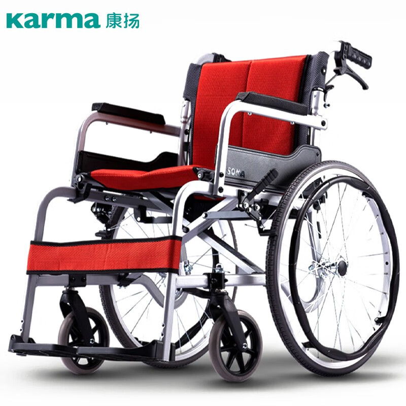 康扬soma手动轮椅老人轻便折叠铝合金多功能免充气老年人手推车