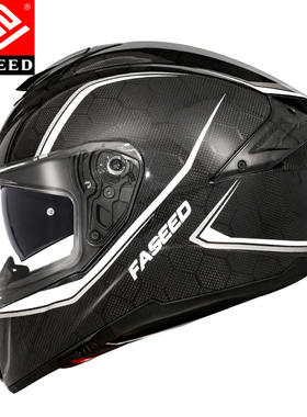 新FASEED头盔男摩托车碳纤维全盔女861机车超轻双镜防雾大码4XXXX