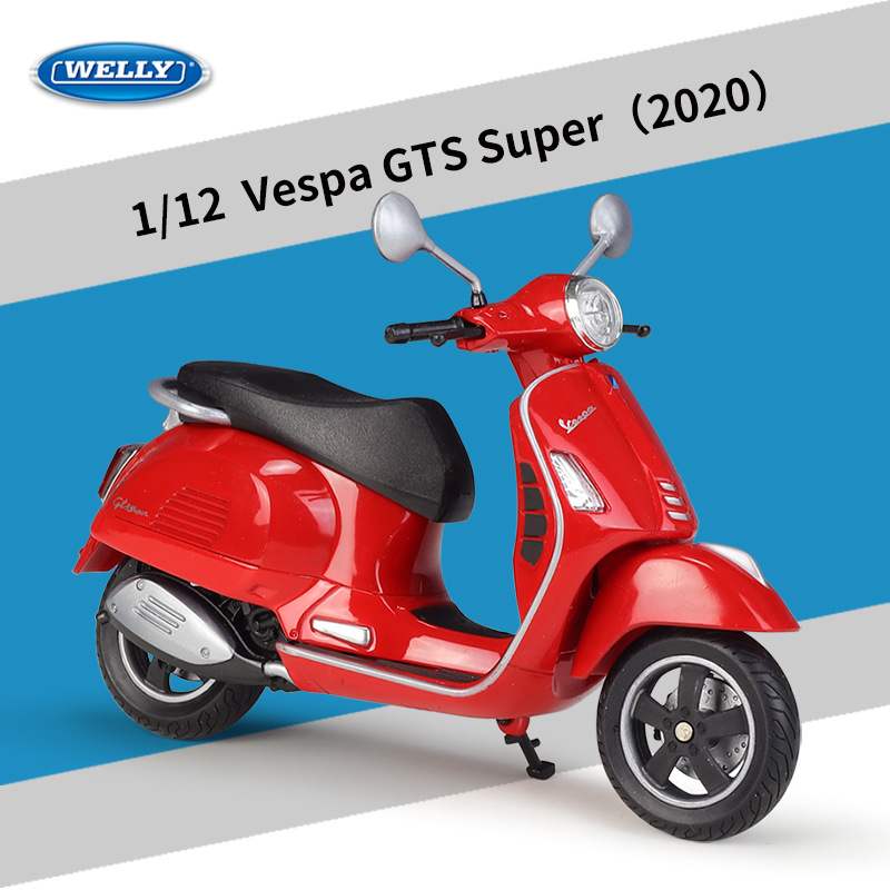 新款 威利1:12Vespa GTS Super2020款踏板摩托车仿真合金成品模型