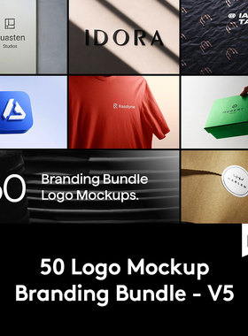 50款高级品牌LOGO徽标设计凹凸浮雕压花印金不锈钢展示效果PS样机