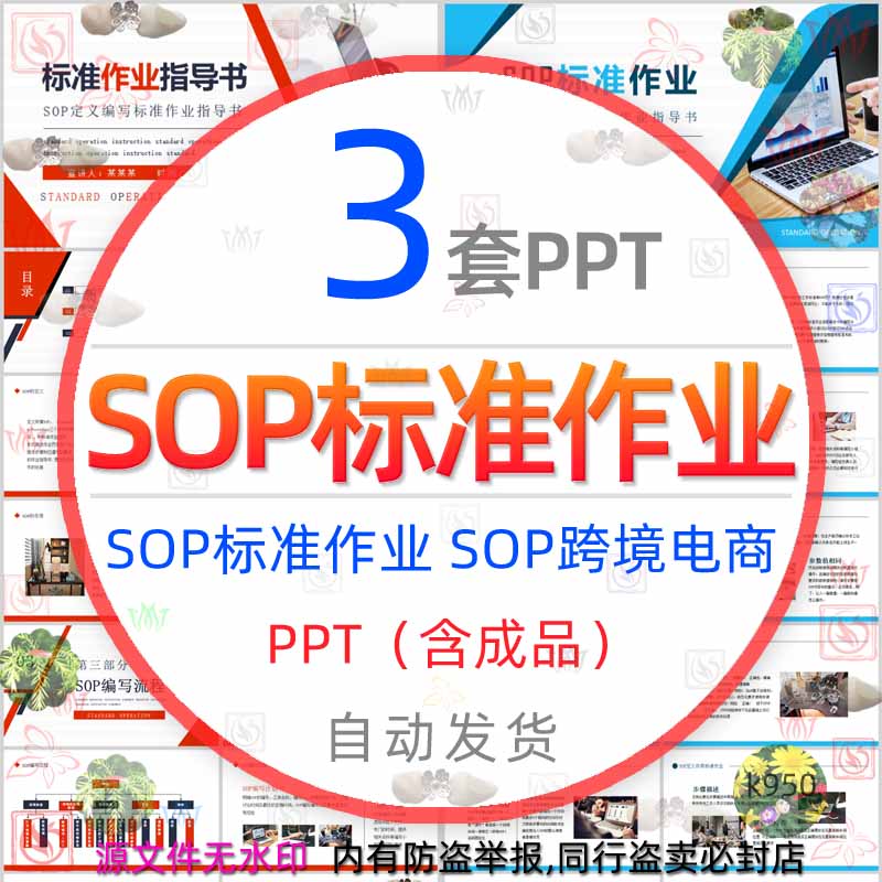 企业SOP定义作用标准作业培训PPT模板sop跨境电商流程电子商务wps