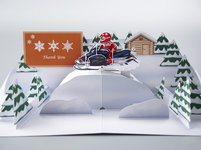 滑雪雪地摩托车场景3d立体纸模型DIY手工制作儿童益智折纸玩具