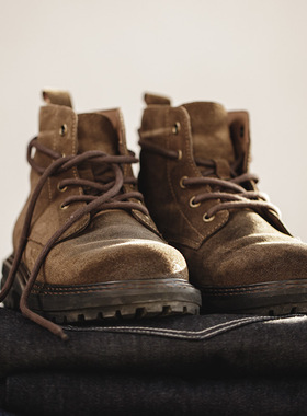 马登工装靴男款夏季复古保暖高帮棕色厚底马丁靴户外休闲沙漠靴子